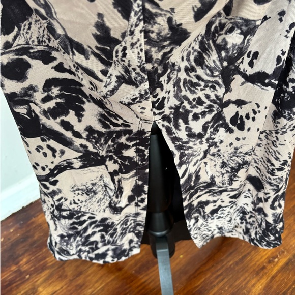 Avec Les Filles Black and Cream Long Sleeve Dress stretchy rouge side party - Picture 8 of 10